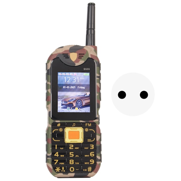 S555 2G Mobiltelefon Låst opp for Eldre Store Knapper 2,2 Tommer Senior Grunnleggende Telefon Høy Volum 4 Kort 4 Standby 4800mAh 100‑240V