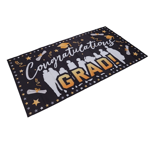 Graduation Banner 71x38in Holdbart Polyester Stof Farveløs 4 Øjer Nem Installation Tillykke Grad Banner til Fest C