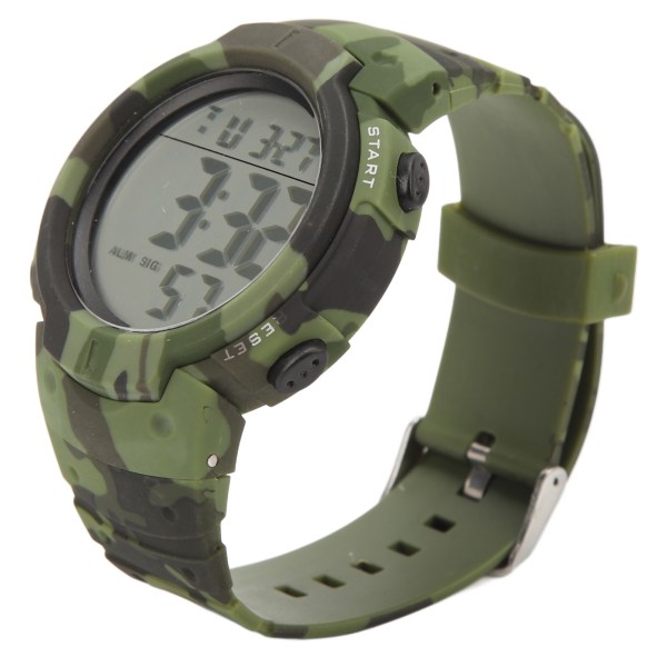 Digitaalinen näyttö Miesten urheilukello, sähköinen watch, vedenpitävä monitoiminen yövalo ulkona oleva watch OD vihreä