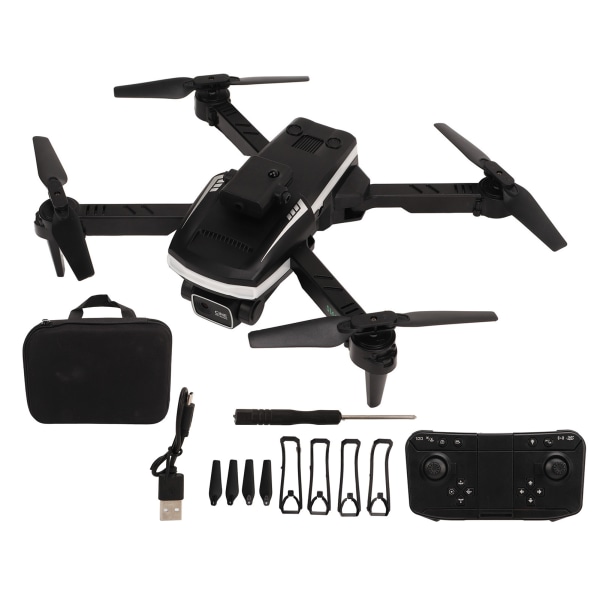 Sammenleggbar drone med 4K enkeltkamera WiFi LED-lys 50x Zoom One Key Take Off 4K Intelligent Obstacle Avoidance RC Quadcopter Black