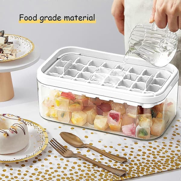 SDIGV Isbitsform med Lock och Behållare, 2-pack för Frys, 64 st Isbitsformar (Grön) White