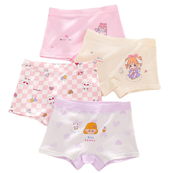 4 stk. Pigeunderbukser i Ren Bomuld Boxer Briefs Baby Shorts Åndbare Toddler Underbukser Flere Mønstre 3XL 27,5‑37,5 kg