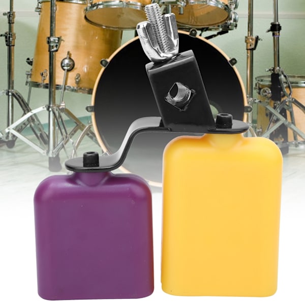 CB30 Gul og lilla firkantet træfisk Koklokke Høj og lav kvæg Percussion Instrument