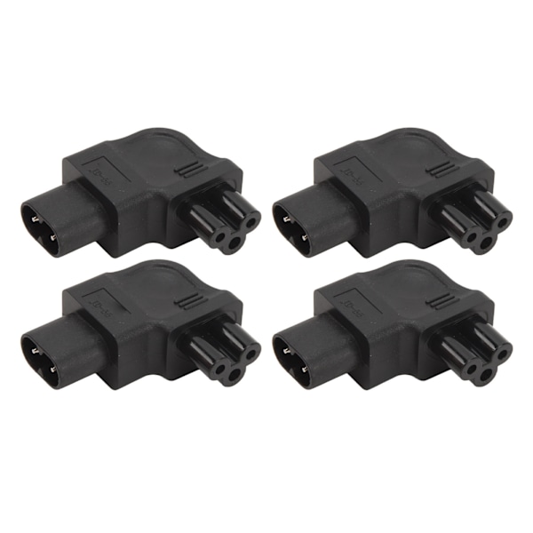 4 stk IEC320 C8 til IEC320 C5 adapter retvinklet 2,5‑10A 250V computerstrømomformer til bærbar pc