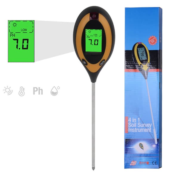 Jordtester PH-måler Fugtighedsbelysning Temperatursensor LED-display til have engelsk