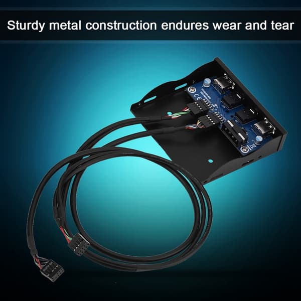 USB2.0 HDAUDIO Floppy Frontpanel 3.5' 9Pin til 2 USB2.0 Interface med Mikrofon Audio