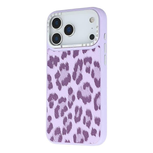 JAUCASE Kompatibel med iPhone 17 Pro Max Magnetisk Deksel Leopardmønster PU + TPU + PC Telefon Bakside Purple