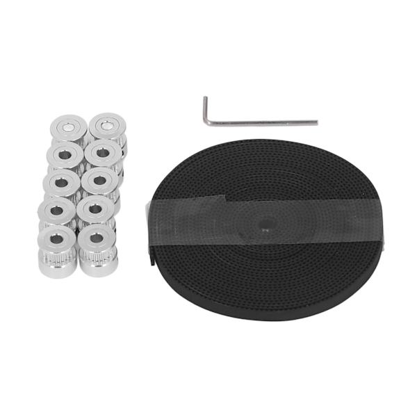 Aluminiumlegering 20-tandade synkrona hjul Gummi 6 mm kamremssats för CNC 3D-skrivare