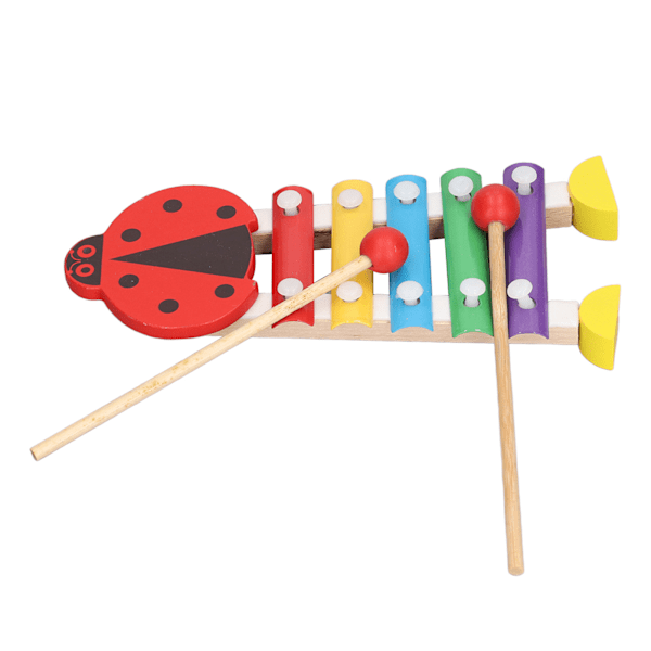 Hand Percussion Educational Solid Wood Smooth Edges Early Learning Musical Instruments Toys for Boys Girls Toddler Ladybug Shape