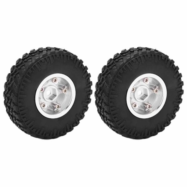 2 STK Metallfelger Dekksett for Axial SCX24 90081 1/24 RC Crawler Bil Oppgraderingsdeler Sølv