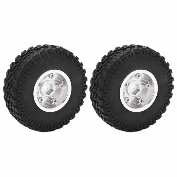 2 STK metallhjulfelger dekksett for Axial SCX24 90081 1/24 RC Crawler BiloppgraderingsdelerSølv