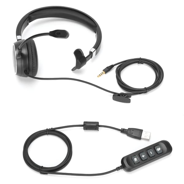 Monaural Headset Støjreducerende Mikrofon Lydstyrkekontrol Telefon