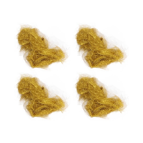 4-pack längst hår konstgjord päls fluffig syntetfiber hårkrokbindningsmaterial guld