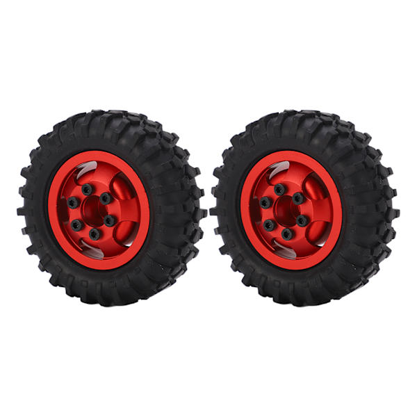 2 stk/sett 55 mm Metallfelger Dekksett for AXIAL SCX24 1/24 RC Bilfelg Gummidekk Rød