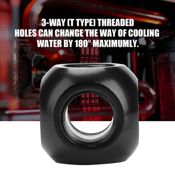 Computer Vandkøling Fitting Sfærisk Konnektor G1/4 Gevind 3-vejs Messing Adapter Sort