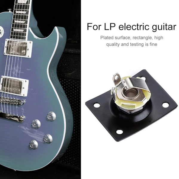 Rektangulær udgangsstikplade til LP-stil elektrisk guitar (sort)