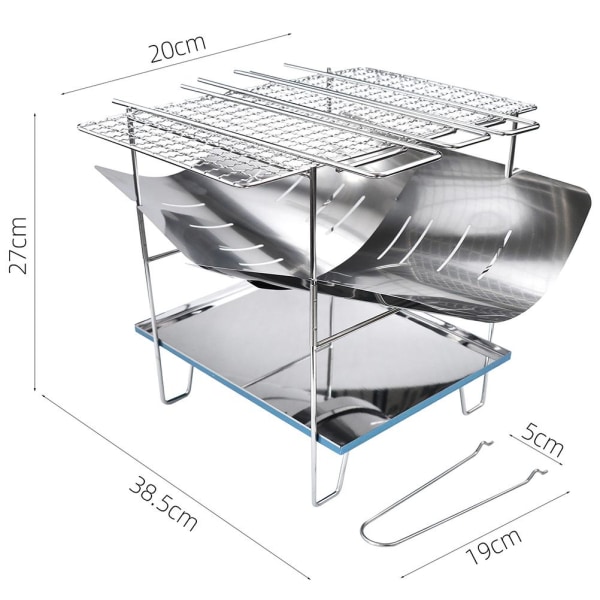 Vikbar grillgrill i rostfritt stål kolgrill utomhuscamping picknickredskap Bärbar grillstativ