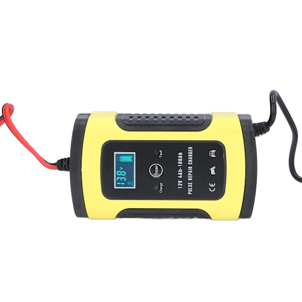 Bilbatterioplader 12V 6A Støjsvag Køleventilator Bil Automatisk Batterioplader til 4Ah til 100Ah Lastbiler Motorcykler Tricykler