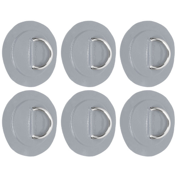 6 stk. PVC D Ring Patch Elastisk Reb Sæt Rustfrit Stål D Ring Patch Bungee Cord Sæt Grå