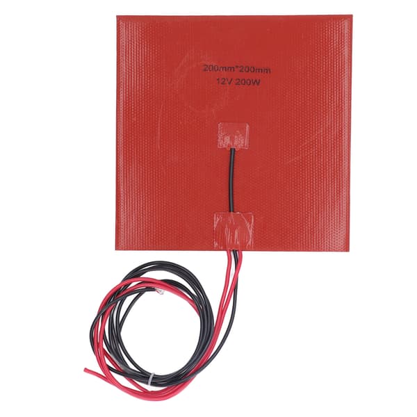 Silikone Varmeplade Varmemåtte 180℃ 200x200mm 200W Tilbehør til 3D Printer Hotbed DC12V