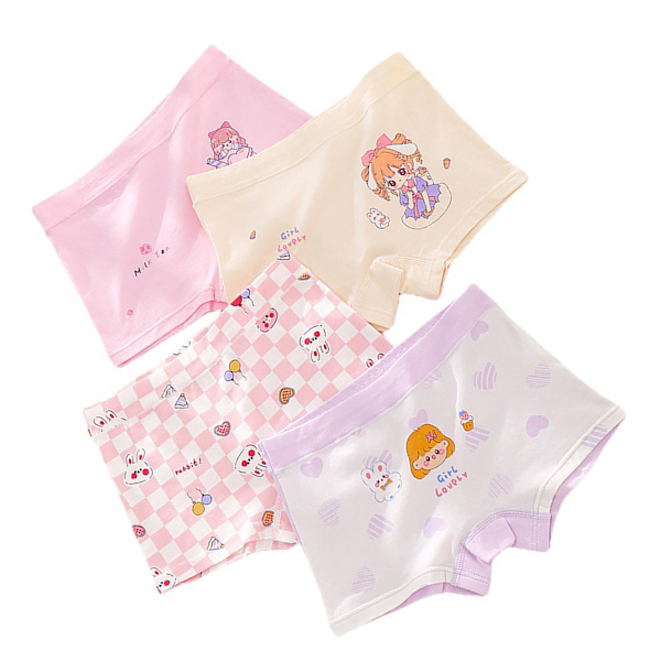4 stk. Pigeunderbukser i Ren Bomuld Boxer Briefs Baby Shorts Åndbare Toddler Underbukser Flere Mønstre M 7,5‑12,5 kg