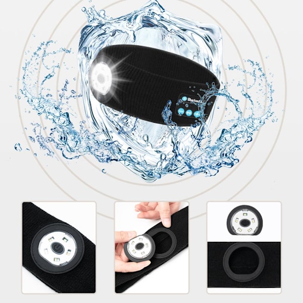 LED Pannebånd med Lys Søvn Hodetelefoner Bluetooth Pannebånd Trådløse Sport Pannebånd Hodetelefoner Høyttalere for Soving Trening Reiser
