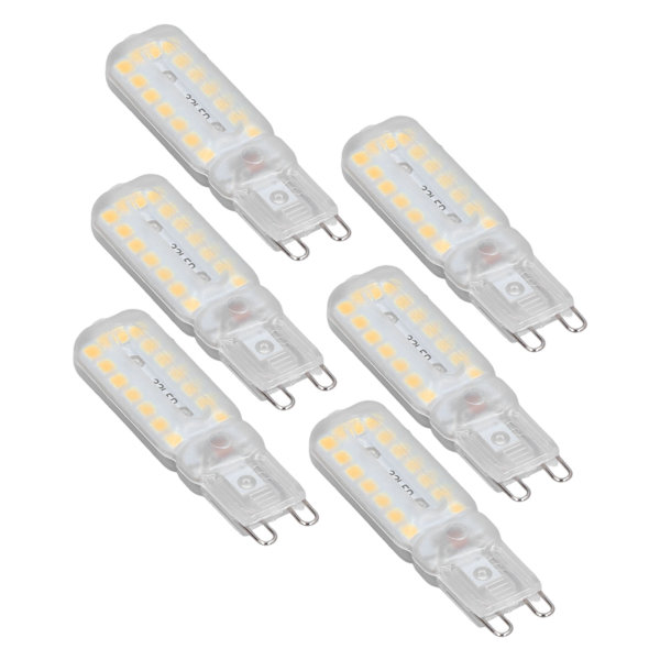 6 stk G9 LED-pærer 7W dimbar 360° belysning erstatningslyspære for vegg skrivebords skaplampe varm hvit 110-140V