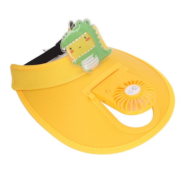 Børne Sommer Solhat med Ventilator Tegneserie Sød Solbeskyttelse USB Opladning Kølende Solhat Dinosaur Lilla