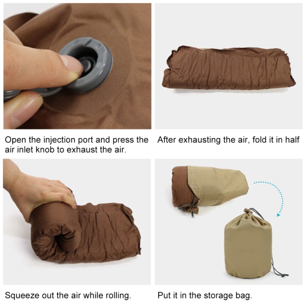 Oppblåsbar campingpute bærbar ultralett 3D teltpute Komfortabel oppblåsingspute for utendørs fotturer Ryggsekktur