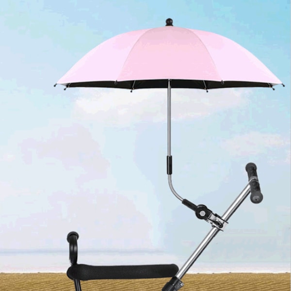 Barnvagnsparasoll UV-skydd Fri Rotation Avtagbar Universal Vagnparasoll Rosa
