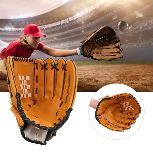 PVC Thicken Baseball Glove treningskonkurransehansker for voksne barn (brun 12,5 tommer)