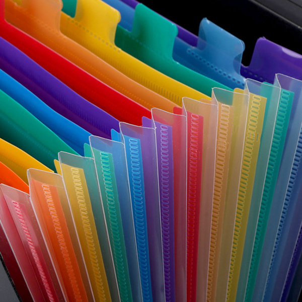 Udvidende filmappe 24 rum Stor kapacitet Plast Farverige faner Regning Kvittering Dokumenter Accordian File Folder