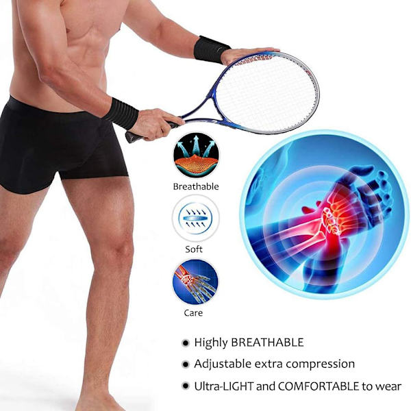 2 stk håndledsbøjle Håndledsbind til mænd og kvinder Håndstøttebånd Armbånd til vægtløftning Tennis Fitness