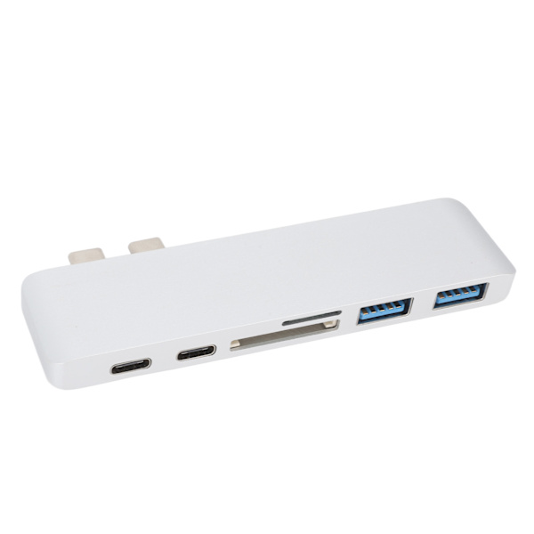 Dockningsstation 10Gbps 5Gbps USB3.0 Gränssnitt Minneskortläsare Lättviktig Portabel Typ C Hubb för MacBook Silver