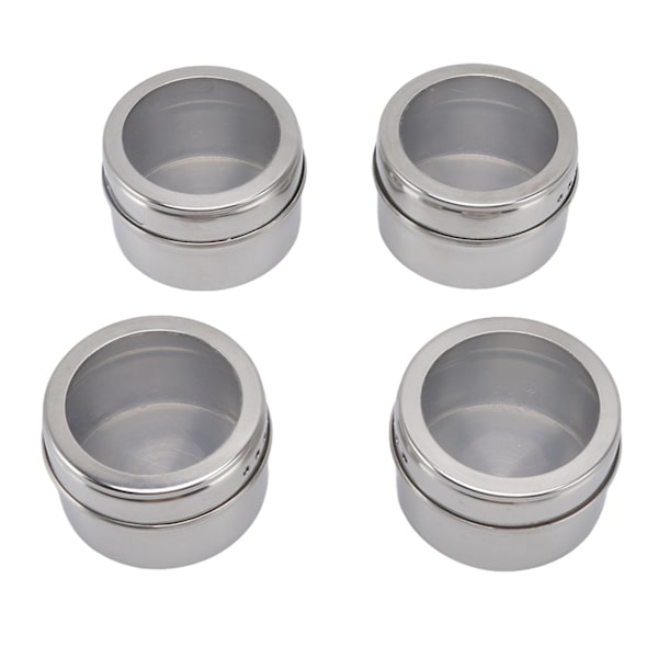4 kpl magneettisia maustepurkkeja, magneettinen muotoilu, ruostumaton teräs, läpinäkyvät siiviläkannet, magneettiset maustepurkit mausteiden maustamiseen
