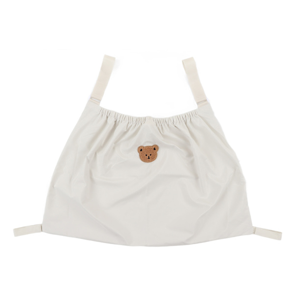 Barnvagnsförvaringsorganisatör i nylon med justerbar rem, förvaringsorganisatör för barnvagnar för resor, beige