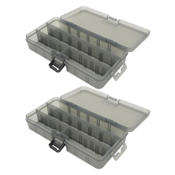 2 stk. Fiskegrejs tilbehørsboks Mørk Farve Transparent Synlig Plastik 4 Rum med Skillevægge Fiskeboks Organizer til Fiskeagn Kroge