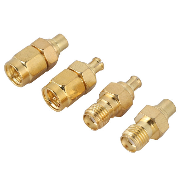 4 stk Nikkelbelagt messing MCX til SMA adapter 50ohm impedans for antenneradio