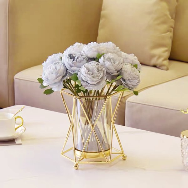 11x14,5 cm Vas Guld Genomskinligt Glas Dekorativ Robust Blomvas För Bröllop Konstnärlig