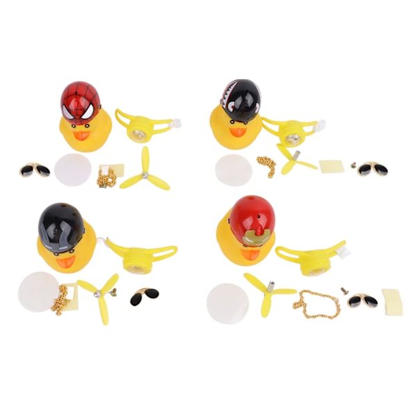 4-pack Gummianka Leksaksbilar Dekorationer Gula Ankor Pressleksak med Propellerhjälm Bilinstrumentbräda Dekoration
