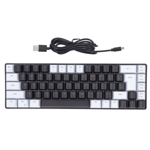 Membran Gaming Keyboard 68 Taster RGB Baggrundsbelyst Ergonomisk USB Interface Computer Keyboard til Win System Office Family Hvid Sort