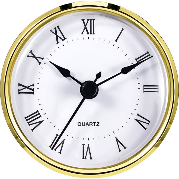 Round Clock Insert 3-1/8 tum (80 Mm) Quartz Movement Romerska siffror Guld Trim (guld Trim)