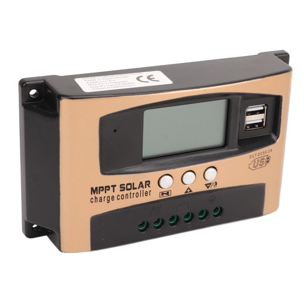 Solar Charge Controller MPPT Solar Charge Controller Solar Panel Regulator med LCD Display Parameter Justerbar Guld 60A