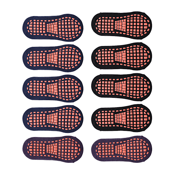 10 paria Grip-sukkia, pehmeät, hengittävät, joustavat, liukkaat sukat, tossut, pehmustetut sukat, musta, tummansininen, syvä violetti, isot lapset 29-34