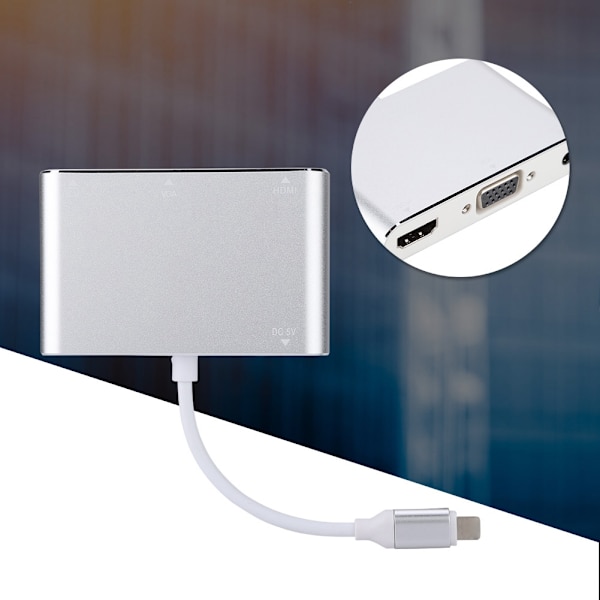 Lightning till HDMI+VGA+Audio HUB Adapter Converter för iPhone5/5S 6/6S 6plus 6splus 7/ipad4/ipad