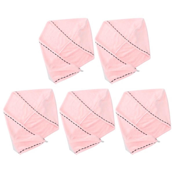 5 st hårtorkningshatt turban absorberande handduk wrap badtillbehör för hemresorRosa