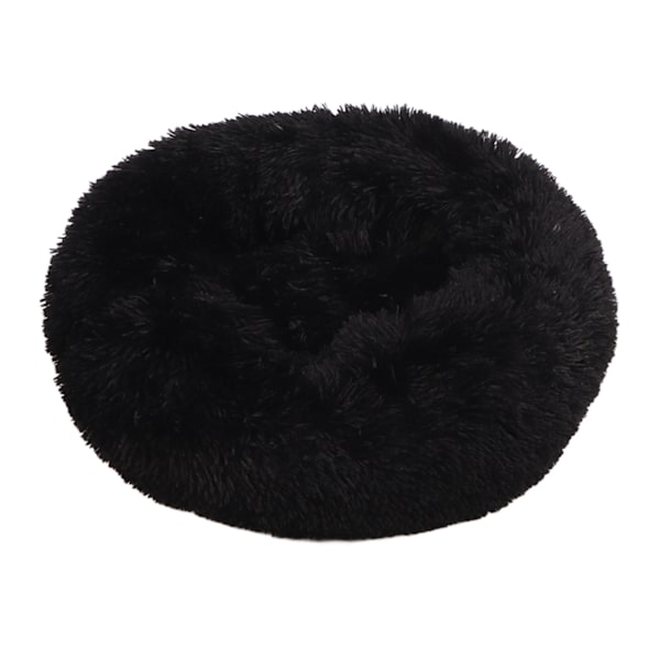 Kæledyrseng Multifunktionel Sød Rund Varmt Behagelig Blød Plys Vaskbar Katteseng Måtte til Katte Hunde Kæledyr Sort Ydre Diameter 50cm/19.7in