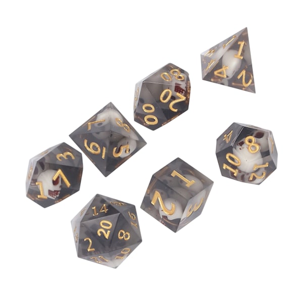 Polyhedral terningesæt rollespil epoxyharpiks gennemsigtig kraniet terning til matematikundervisning brætspil