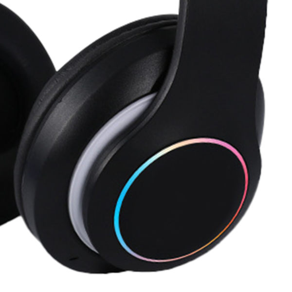 Foldbare Bluetooth-hovedtelefon HiFi Glødende Effekt Letvægts Komfortabel Sød Trådløs Headset Sort
