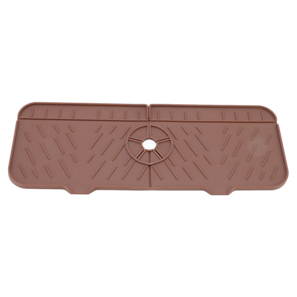 Vattenabsorberande matta för kökskran, tvättbar, återanvändbar, i silikon, för diskbänk, bänkskiva, vattenuppsamlare för kök, badrum, husbil, brun
